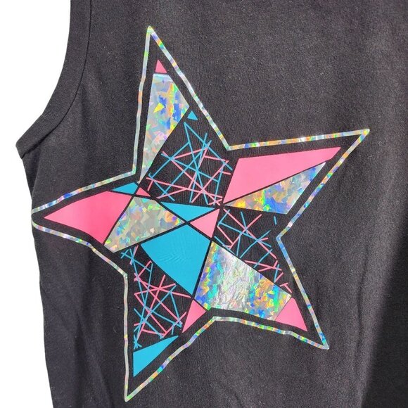AW Athletic‎ Works Tank Top Multicolor Star Girls Size L 14/16 Plus Black - Picture 3 of 6